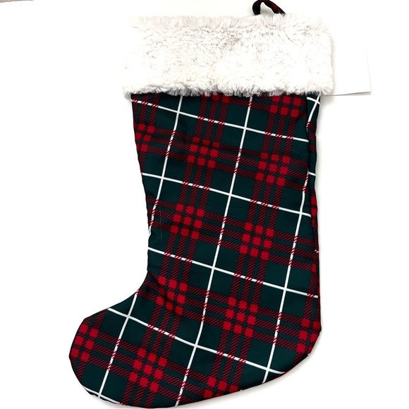NWT Friscoe Cat Red Plaid Holiday Stocking "Meowy Christmas" Graphics - Picture 3 of 4